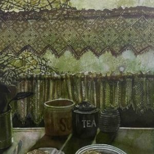 Twilight Moths and Crumpets I by Lara Cobden